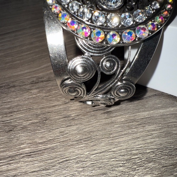 Kirks Folly Bracelet Wide Silver Tone Crystal Cuff Moon Phases Celestial - Picture 7 of 10